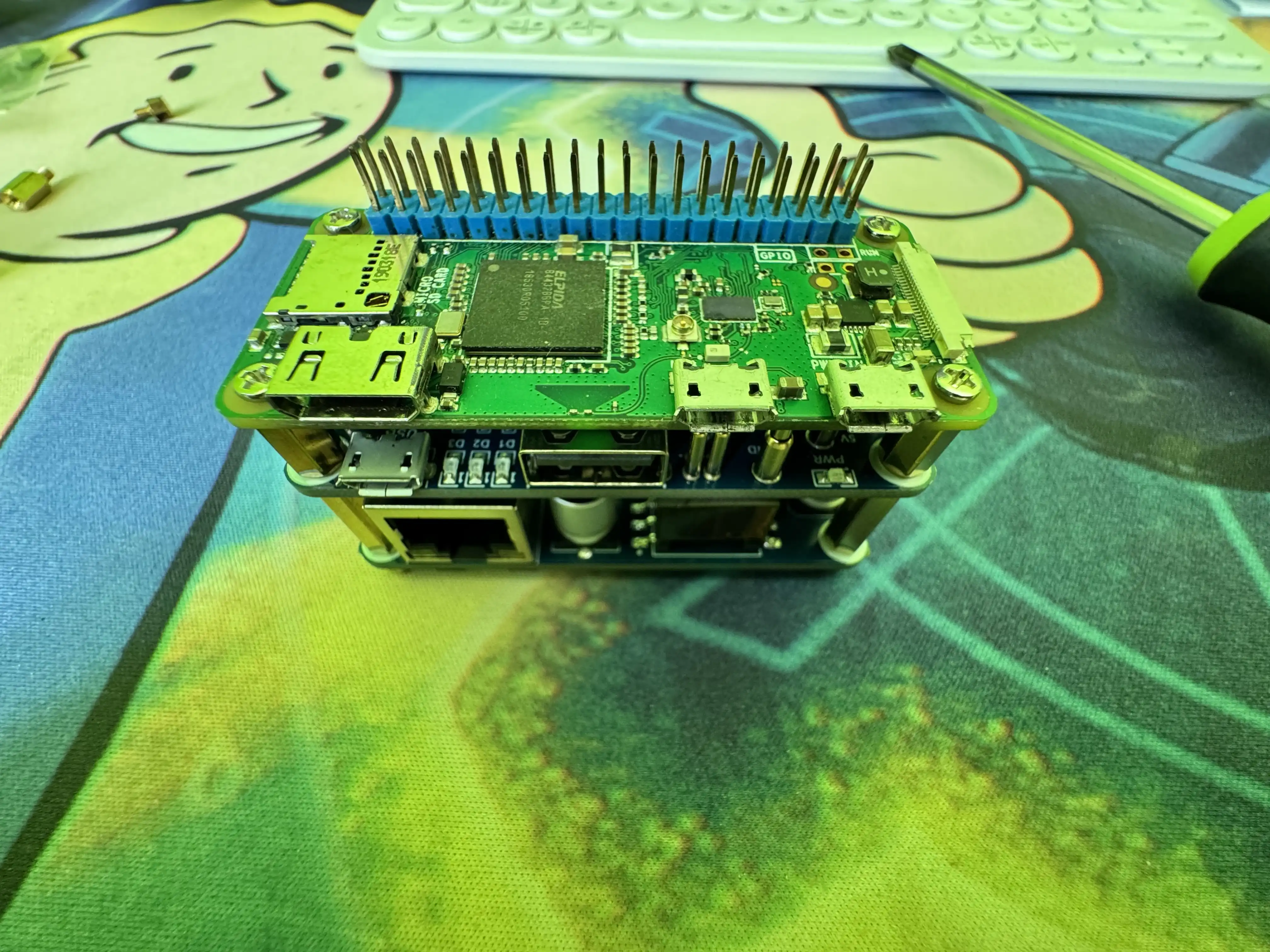 Raspberry Pi mounted with PoE Hat